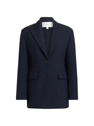 Michael Kors Women's Sculpted Wool-blend Single-breasted Blazer In Blue