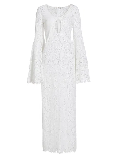 Michael Kors Women's Sequin-embellished Cotton-blend Lace Gown In Optic White
