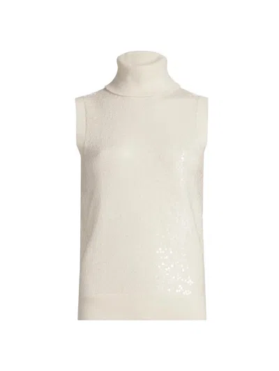Michael Kors Women's Sequined Cashmere Turtleneck Sweater In Neutral