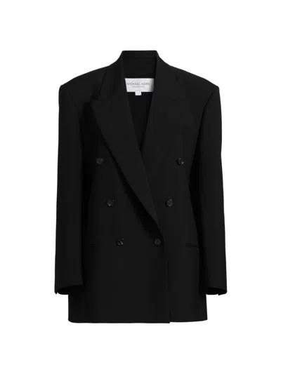 Michael Kors Women's Shawn Virgin Wool Double-breasted Blazer In Black