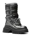Michael Kors Shiloh Metallic Mixed-media Boot In Black