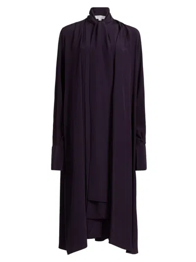 Michael Kors Women's Silk Draped Tieneck Midi-shirtdress In Purple