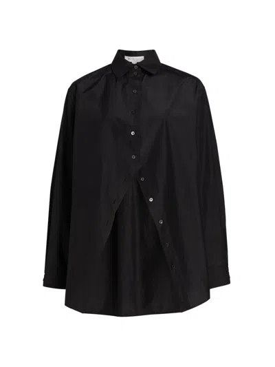 Michael Kors Women's Silk-cotton Button-front Shirt In Black
