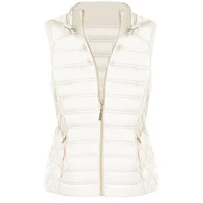 Michael Kors Women's Sleeveless Puffer Vest With Removable Hood In White In Beige