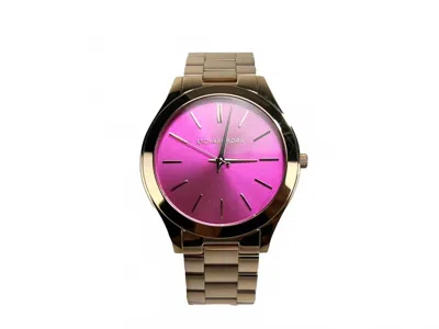 Michael Kors Women's Slim Runway Stainless Steel Watch In Pink Silver In Multi