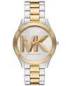 Michael Kors Women's Slim Runway Three-hand Two-tone Stainless Steel Watch 42mm In Two-tone