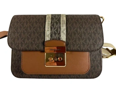 Michael Kors Women's Sloan Medium Flap Stripe Messenger Bag In Luggage Multi