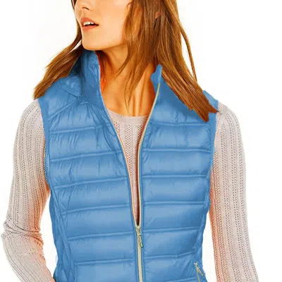 Michael Kors Women's South Pacific Blue Down Puffer Vest With Removable Hood