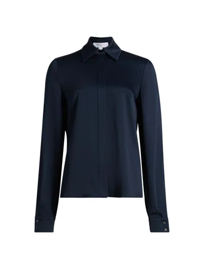 Michael Kors Women's Split-sleeve Satin Shirt In Blue