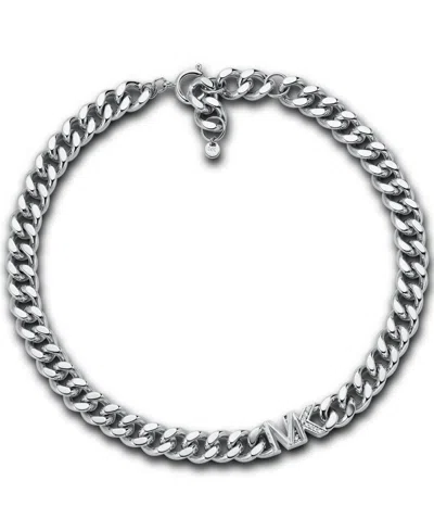 Michael Kors Women's Statement Link Necklace 14k Gold Plated Brass With Clear Stones In Silver
