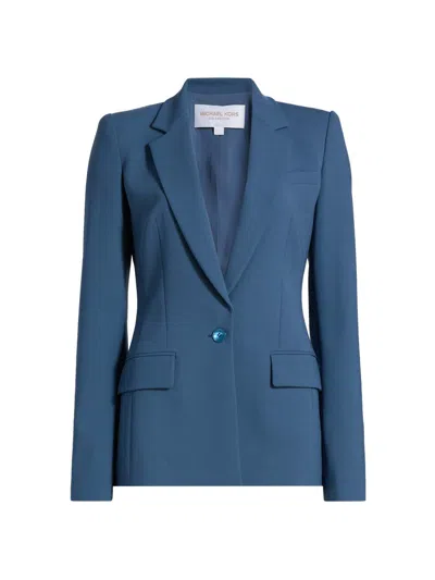 Michael Kors Women's Stretch-wool Single-button Blazer In Blue