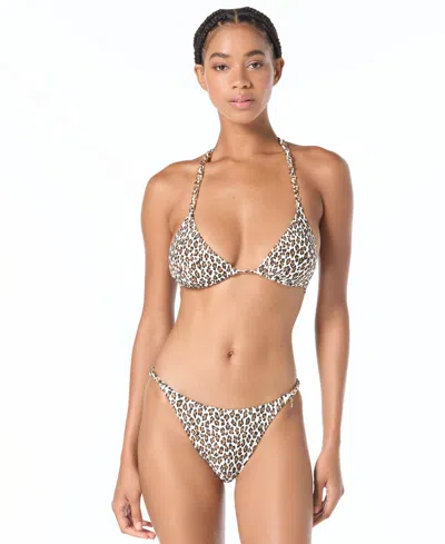 Michael Kors Women's String Bikini Halter Swim Top In Animal Print