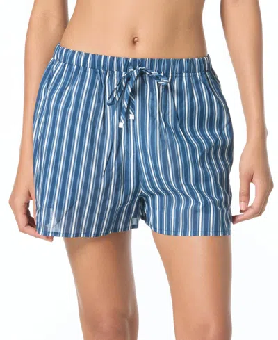 Michael Kors Women's Striped Cover-up Swim Shorts In Blue
