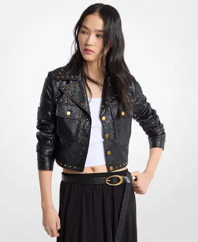 Michael Kors Women's Studded Notch Collar Jacket In Black