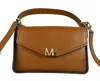 Michael Kors Sylvia Luggage Leather Convertible Shoulder Crossbody Bag In Brown Luggage/gold