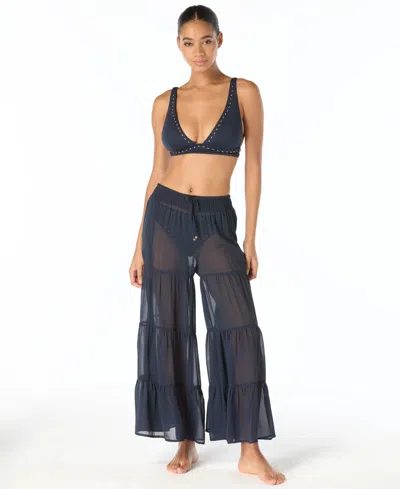 Michael Kors Women's Tiered Wide-leg Cover-up Swim Pants In Blue
