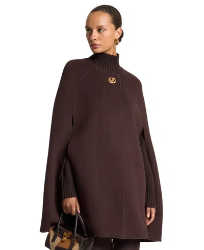 Michael Kors Women's Turn Lock Wool-blend Cape In Brown