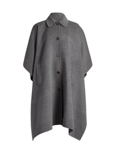 Michael Kors Women's Virgin Wool Button-front Poncho Coat In Gray
