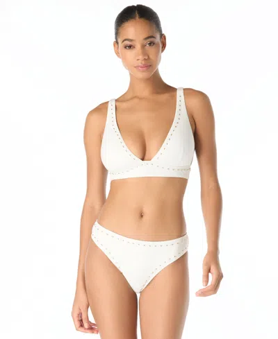 Michael Kors Women's V-neck Bikini Top In White