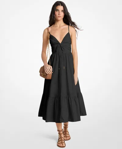 Michael Kors Poplin Midi Dress In Black