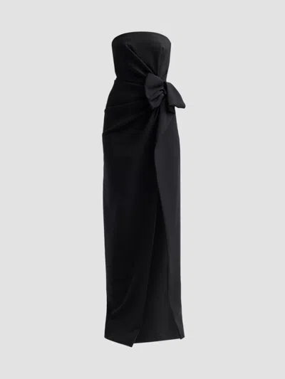 Michael Kors Women's Wool Broadcloth Origami Strapless Gown In Black