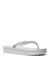 Michael Kors Michael  Zaza Embellished Platform Flip Flop Sandals In Silver