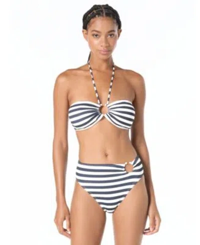 Michael Kors Womens Bandeau Neck Top High Waist Bottoms In Blue