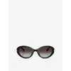 Michael Kors Womens Mk2245u Rockaway Round-frame Acetate Sunglasses Black In Black