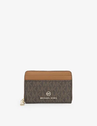 Michael Kors Jet Set Monogram Coated Canvas Purse In Brn/acorn