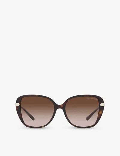Michael Kors Womens Brown Mk2185bu Flatiron Square-frame Tortoiseshell Acetate Sunglasses