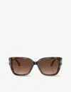 Michael Kors Womens Brown Mk2199 Acadia Rectangle-frame Tortoiseshell Acetate Sunglasses In Brown