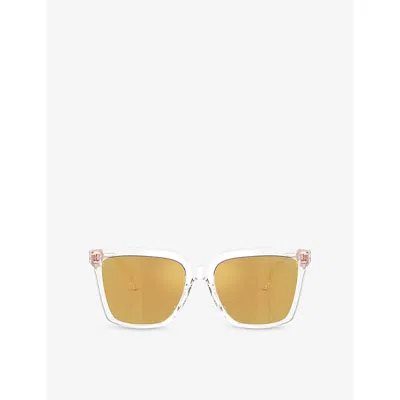 Michael Kors Womens Clear Mk2256u Menaggio Square-frame Acetate Sunglasses In Pattern