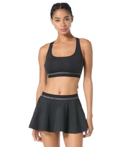Michael Kors Womens Cross Back Scoop Neck Top Logo Waistband Skirt In Black