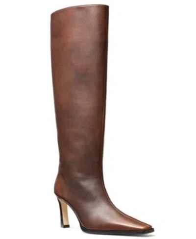 Michael Kors Womens Darrah Heeled Boots Regular Wide Calf In Brown