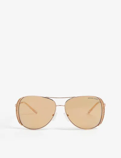 Michael Kors Mk1082 Aviator-frame Sunglasses In Gold