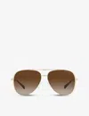 Michael Kors Mk1101b Chelsea Rhinestone-embellished Aviator Sunglasses In Gold