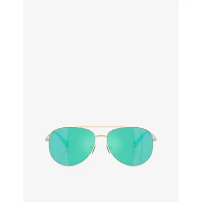 Michael Kors Womens Gold Mk1172 Perledo Aviator-frame Metal Sunglasses In Red