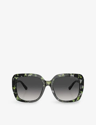 MICHAEL KORS WOMENS GREEN MK2140 MANHASSET SQUARE-FRAME TORTOISESHELL ACETATE SUNGLASSES