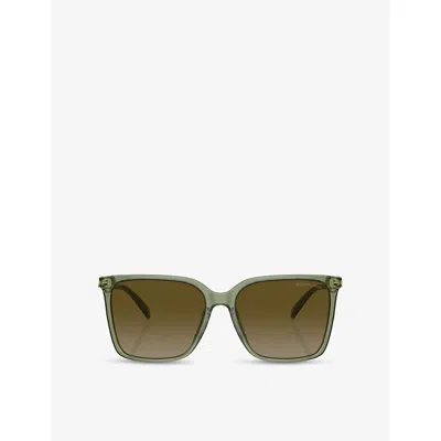 Michael Kors Womens Mk2197u Canberra Square-frame Acetate Sunglasses Green In Green Gradient