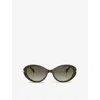 Michael Kors Womens Mk2245u Rockaway Round-frame Acetate Sunglasses Black In Green