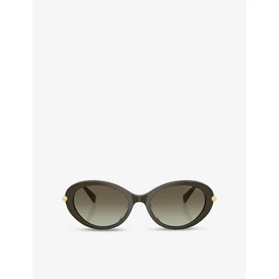 MICHAEL KORS WOMENS GREEN MK2245U ROCKAWAY OVAL-FRAME ACETATE SUNGLASSES