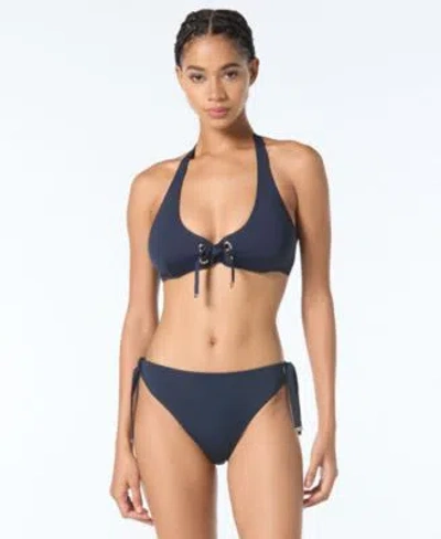 Michael Kors Womens Grommet Halter Top Mid Rise Bottoms In Blue