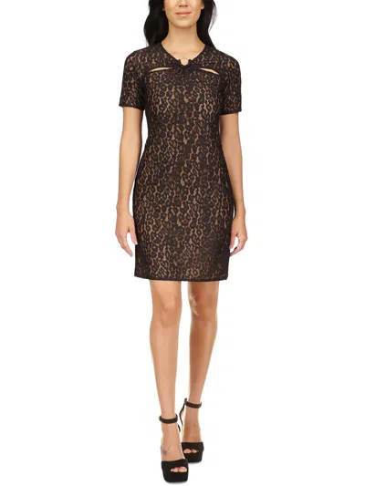 Michael Kors Womens Lace Ring Party Dress Mini Dress In Black