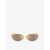 Michael Kors Womens Mk1151 Manchester Oval-shape Metal Sunglasses Brown In Brown
