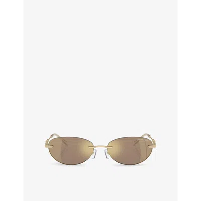 Michael Kors Womens Mk1151 Manchester Oval-shape Metal Sunglasses Brown