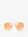 Michael Kors Womens Pink Mk1024 Pilot-frame Metal Sunglasses In Pink