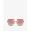Michael Kors K1150 Quebec Square-frame Metal Sunglasses In Pink