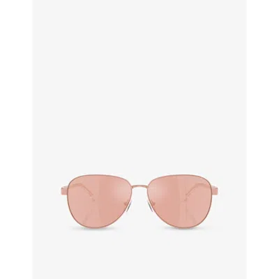Michael Kors Womens  Mk1160 Biarritz Pilot-frame Metal Sunglasses In Pink