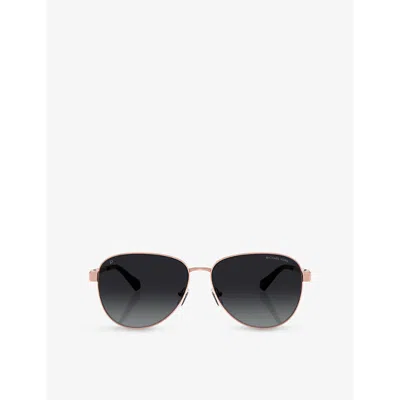 Michael Kors Womens  Mk1160 Biarritz Pilot-frame Metal Sunglasses In Pink