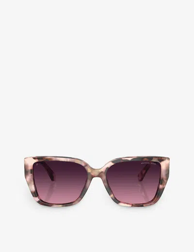 Michael Kors Womens Pink Mk2199 Acadia Rectangle-frame Tortoiseshell Acetate Sunglasses